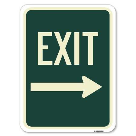 Signmission Exit with Right Arrow Heavy-Gauge Aluminum Rust Proof Parking Sign, 18" H, 24" L, A-1824-24552 A-1824-24552